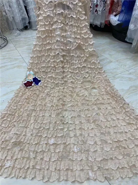 Новый Ленточки 3D французский чистая кружева, высокое качество в нигерийском стиле африканский тюль сетка кружевной ткани для вечерние