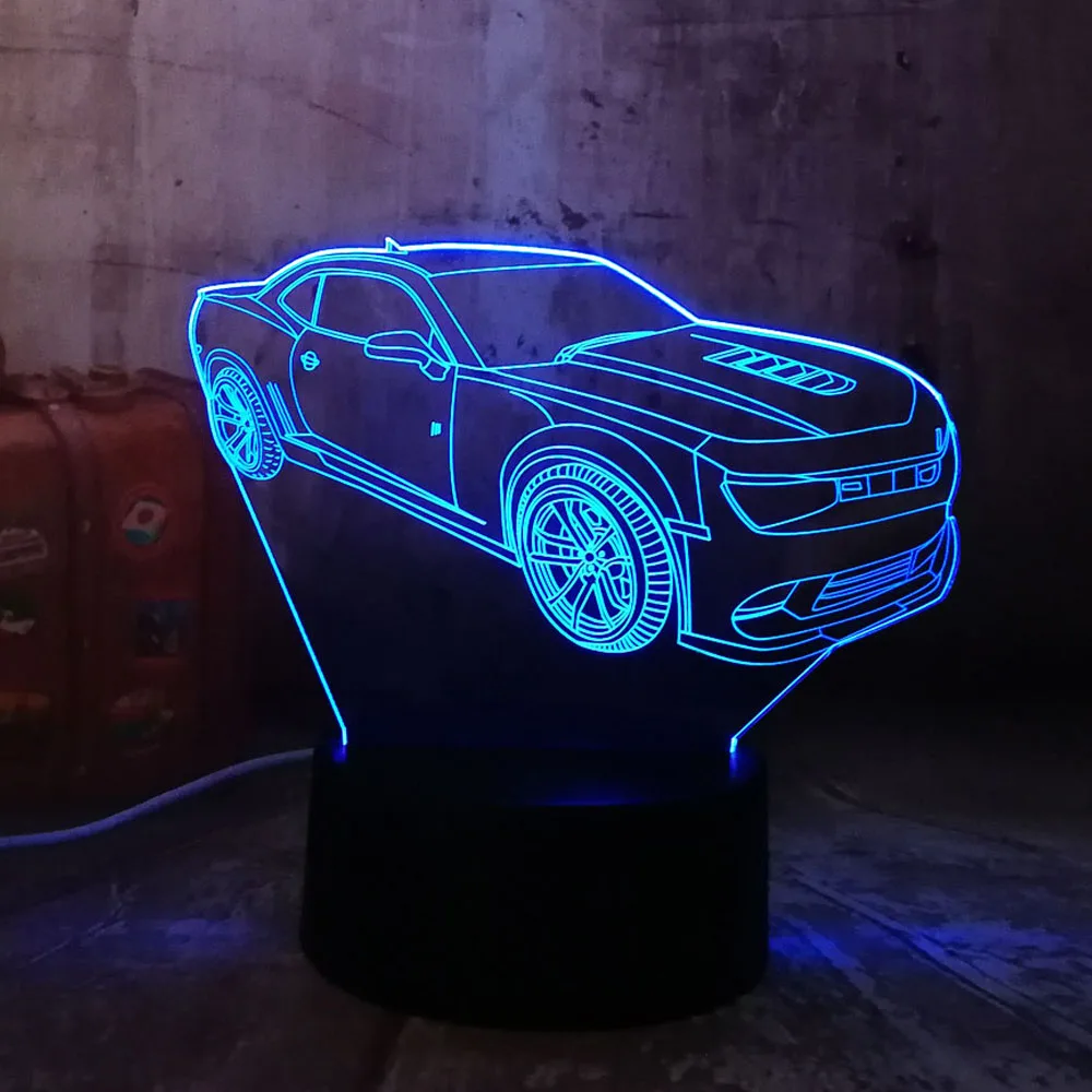 Modern 3D Car LED Night Light RGB 7 Colors Change USB Touch Bedroom Table Lamp Home Party Decor Boy - 32870480948