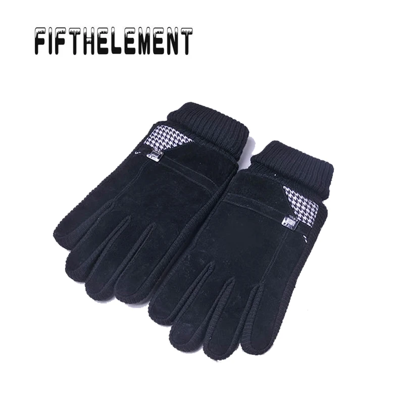 Men's Leather Windproof Outdoor Sport Ski Gloves Snowboard Thickening