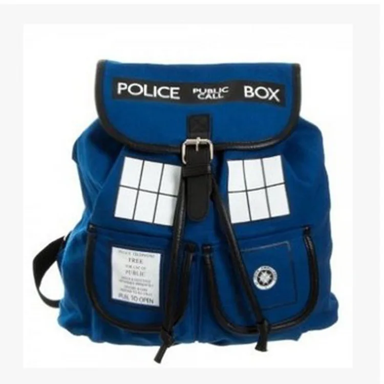 Good Quality Doctor Dr. Who Tardis Women's Knapsack Backpack Police Box Bag - Цвет: Черный