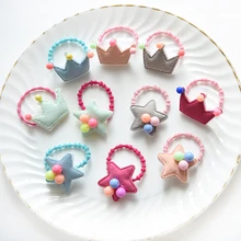 10Pcs/Lot Fashion Colorful Kids Crown Star Pattern Hair Holders Cute Rubber Hair Band Elastics Accessories Girl Charms Tie Gum 10Pcs/Lot Fashion Colorful Kids Crown Star Pattern Hair Holders Cute Rubber Hair Band Elastics Accessories Girl Charms Tie Gum