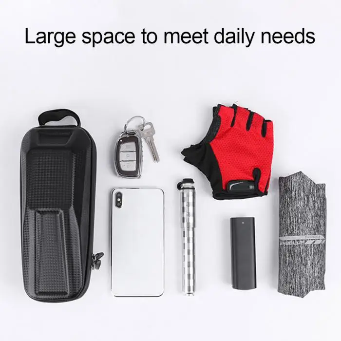 Best Newly Bike Front Beam Bag Waterproof EVA Wear-resistant Carbon Pattern Bicycle Bag  C55K Sale 5