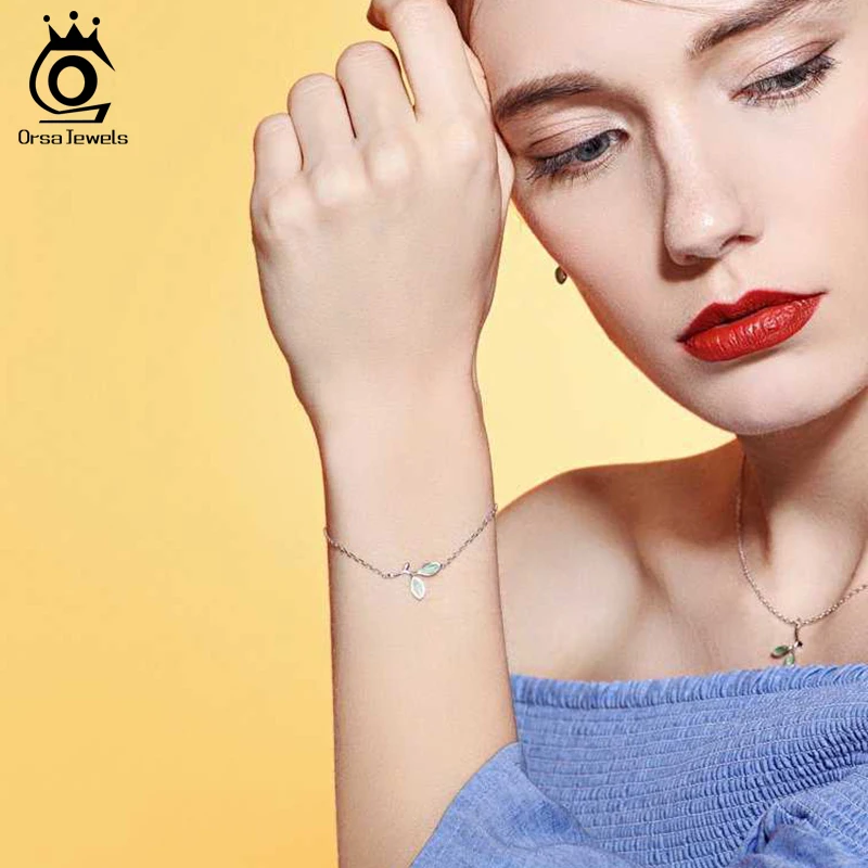 ORSA JEWELS Настоящее 925 Для женщин Браслеты заставка-особые случаи на каждый день на открытом воздухе женское, Стерлинговое серебро браслет Романтический Стиль девочек День рождения подарок SB30