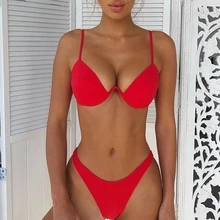 Новинка, сексуальный женский пуш-ап комплект бикини, лифчик купальник с подкладкой, бандажный женский купальник, купальный костюм