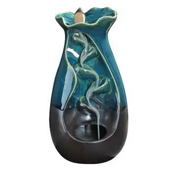 

Smoke Waterfall Backflow Incense Burner Censer Holder Decor Aromatherapy Furnace Aromatic Home Office Craft with Gift Box