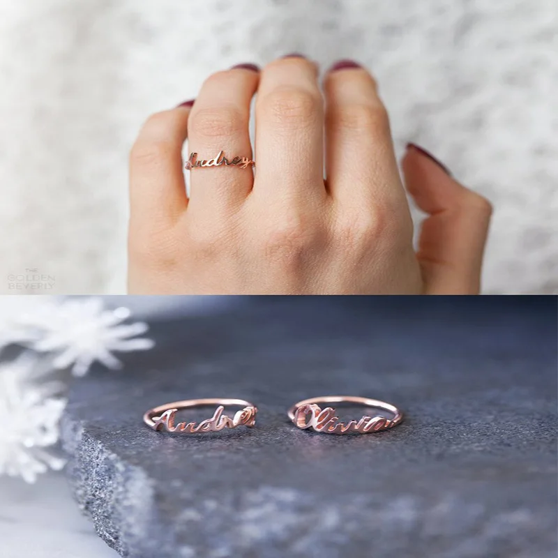 

Dainty Any Custom Name Ring Personalized Gold Stainless Steel Rings Customized Rings For Women jewelry accessories