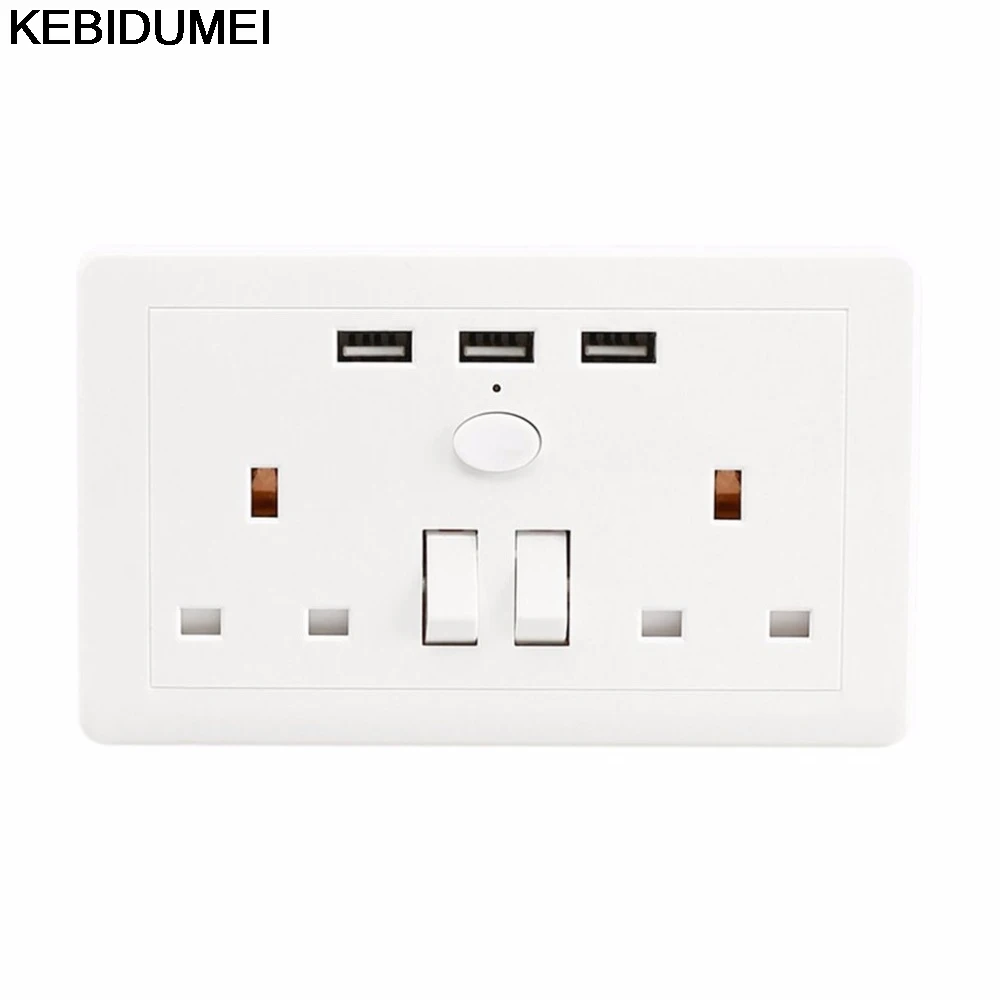 KEBIDUMEI розетка с usb-переключателем в walleelectric Outlet 2.1A 3 USB порт Великобритания вилка кухонная мощность