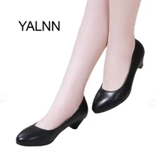 YALNN/Женская обувь; черные туфли на высоком каблуке 3 см; zapatos mujer; туфли-лодочки для зрелых женщин; Новая модная обувь для деловой женщины