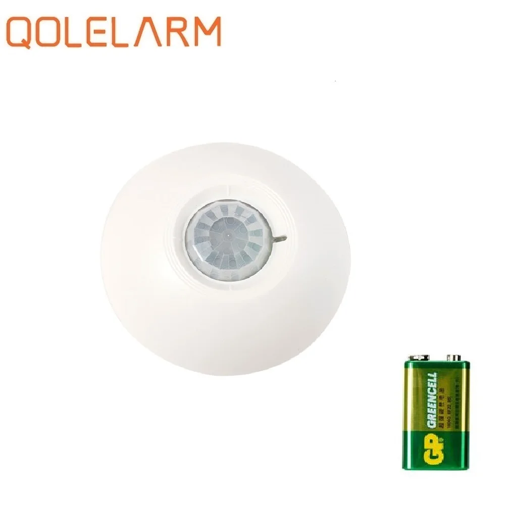 

QOLELARM 1pc/lot 433MHZ wireless 360 degree detection Ceiling PIR infrared motion sensor for WIFI GSM GPRS burglar alarm system