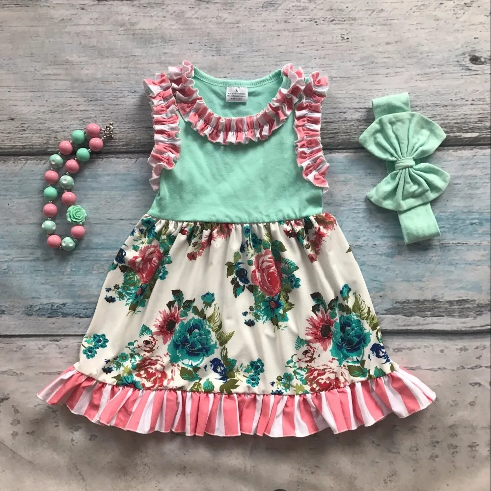 Spring summer cotton design new baby girls kids boutique clothing dress