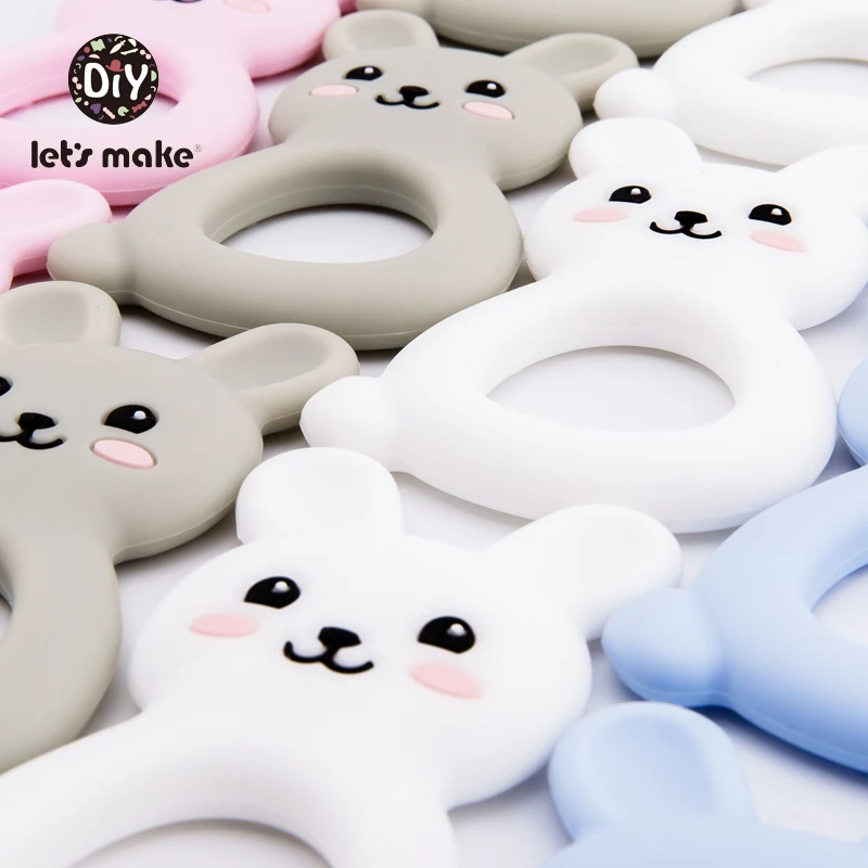 Let's make Silicone Teethers Food Grade DIY 5 pcs Baby Shower Gift Birth Cartoon Rabbit Teether For Teeth Baby Product Teething