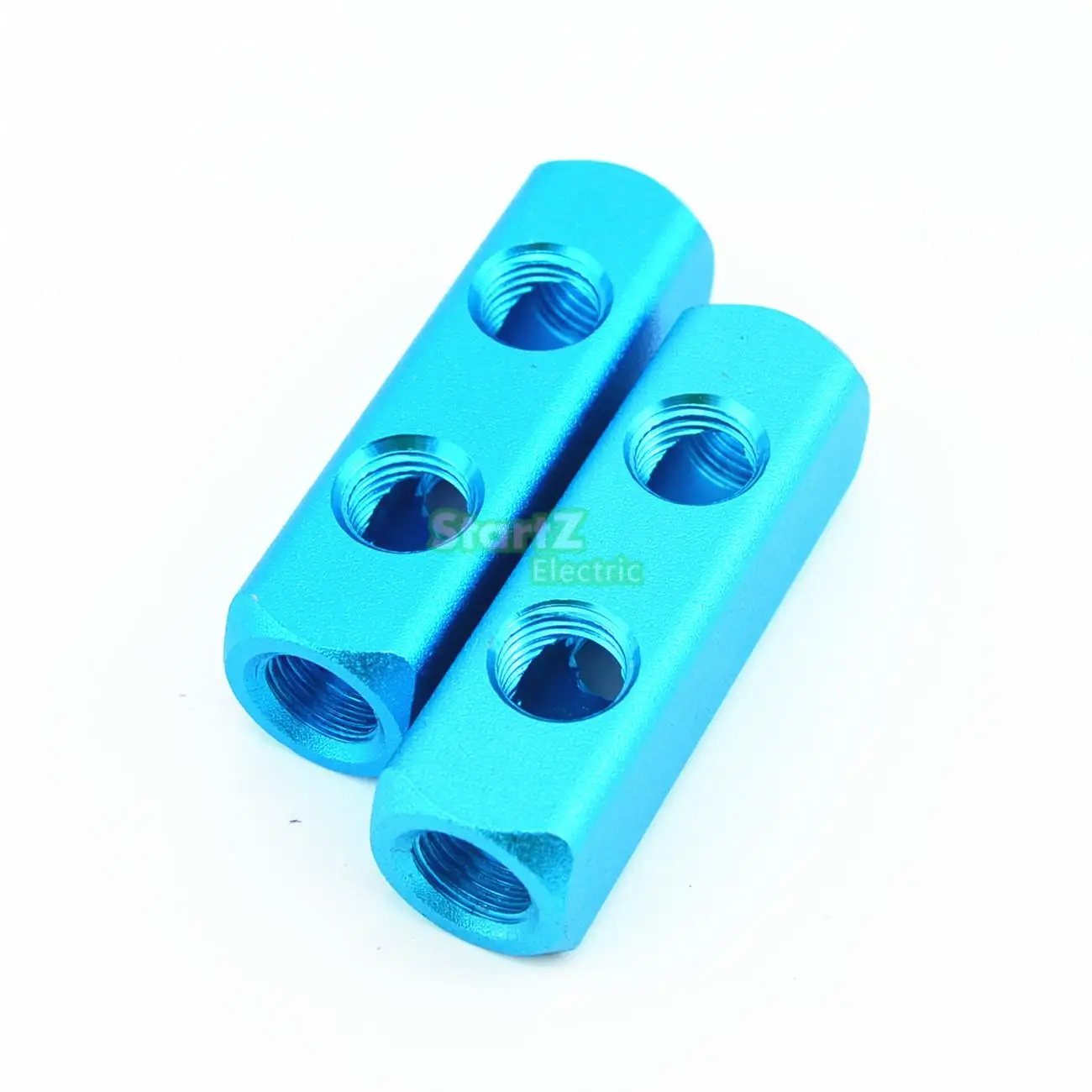 

2Pcs 1/4" Thread 5Port 2 Way Quick Connector Air Hose Manifold Block Splitter Blue