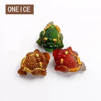 

Oneice 3 Different Styles Resin Color-changing Lucky Money Toad Figurine Frog Statue With Coin Feng Shui Tea Pet Home Ornament