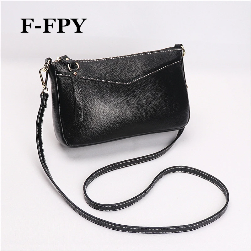 

F-FPY Brand Women Shoulder Bag Soft Genuine Cowhide Leather Female Small Flap Messenger Bag Casual Portable Girls Crossbody Bag