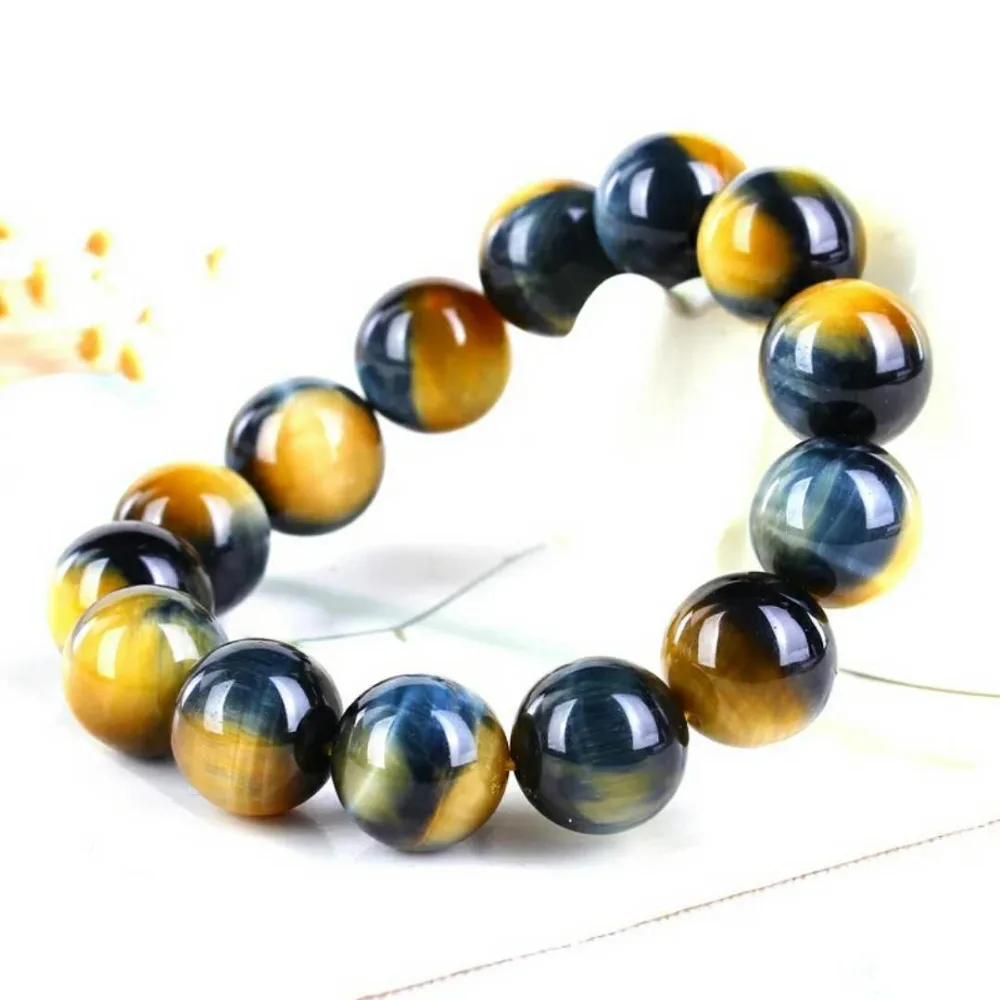Natural Gold Blue Tiger's Eye Gemstone Round Beads Brazil Crystal Stretch For Man Woman Bracelets 10mm 12mm 14mm 16mm 18mm AAAAA |