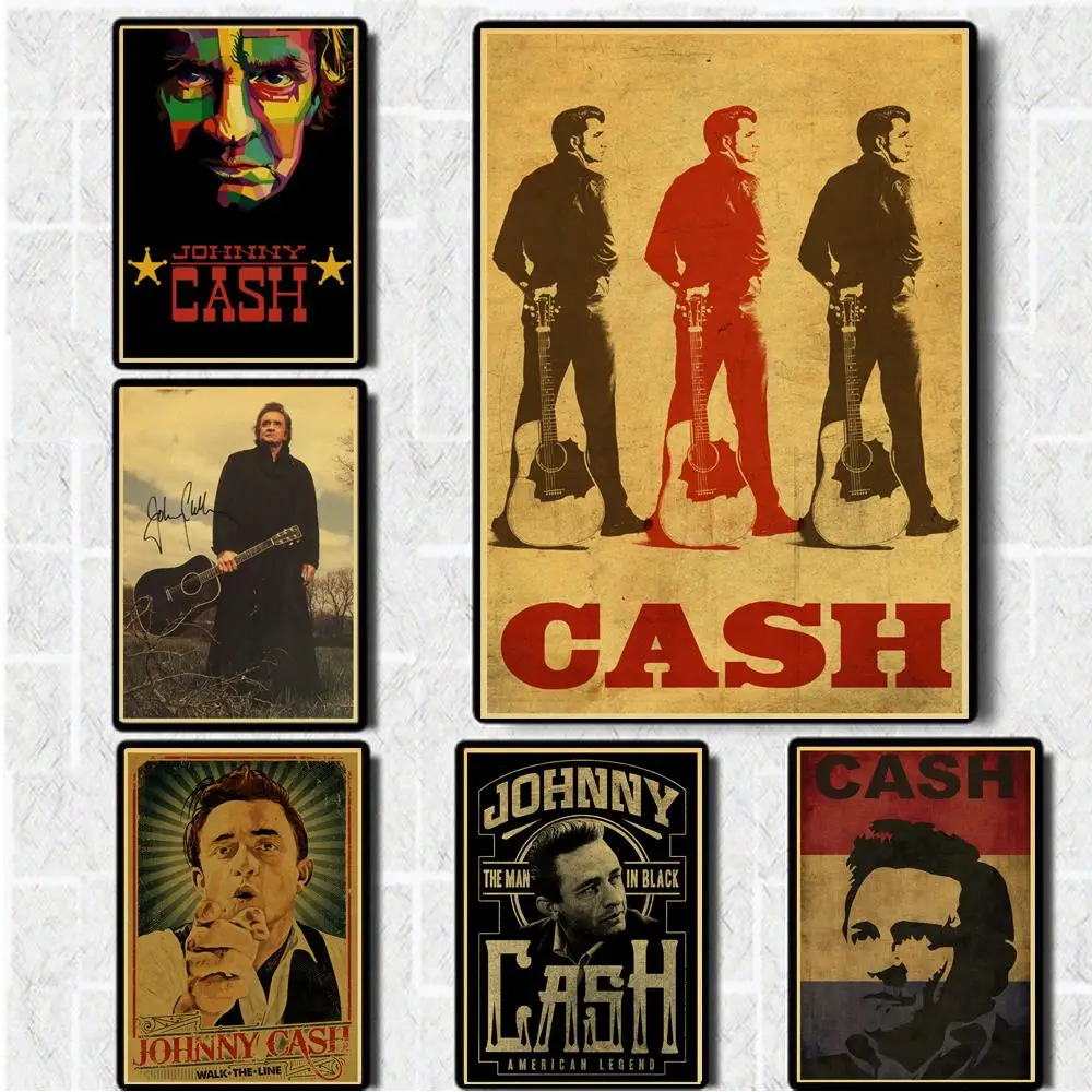 Country Music Singer Johnny Cash Posters Good Quality Painting Vintage Poster Kraft Paper For Home Bar Wall Decor/Stickers Country Music Singer Johnny Cash Posters Good Quality Painting Vintage Poster Kraft Paper For Home Bar Wall Decor/Stickers