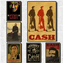 Pósteres de cantante de música campestre Johnny Cash, póster Vintage de pintura de buena calidad, Papel Kraft para decoración de pared de Bar o casa, pegatinas