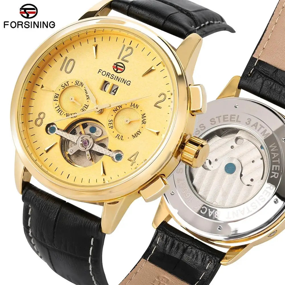 

Luxury Tourbillon Automatic Mechanical Mens Watches Casual Gold Dial Watch for Teenagers Business Watch Mechanical for Man