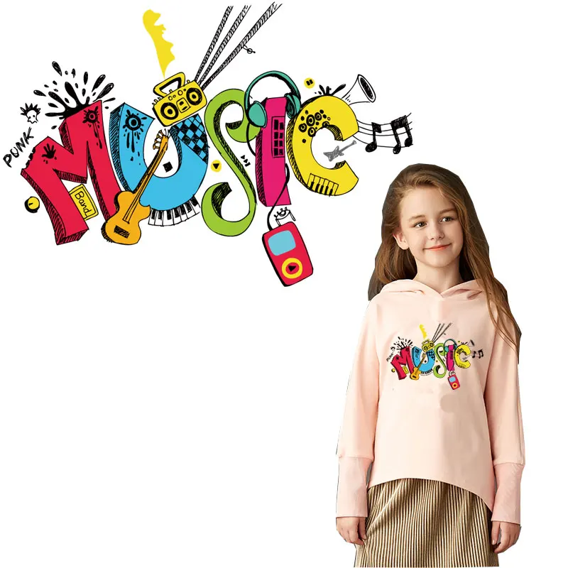 

iron on letters music patches for clothing thermal stickers for clothes transfert thermocollants t-shirt diy patch parches ropa