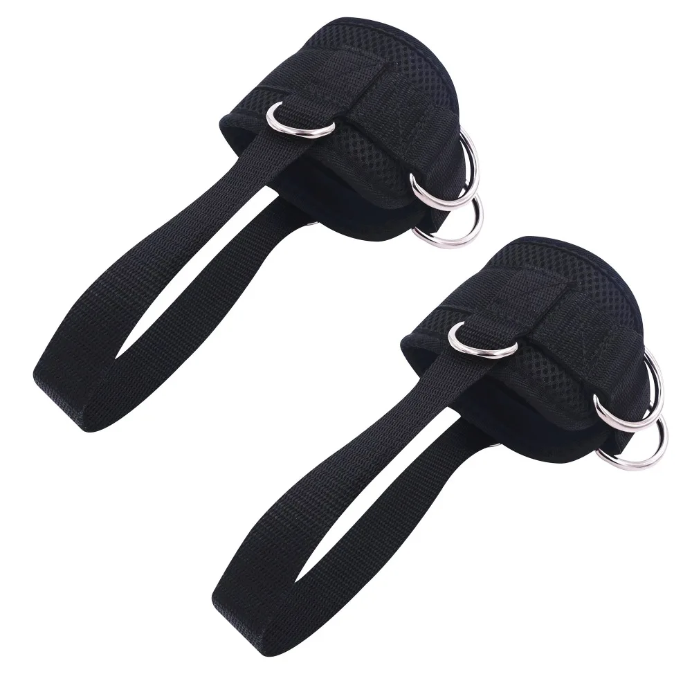 1 Pair 4 D-Ring Ankle Straps for Resistance Band Gym Cable Machines Thick Neoprene Padded Ankle Cuf
