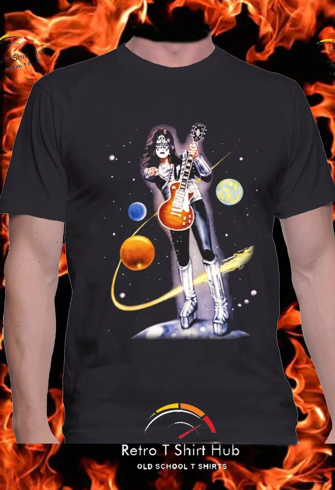 ACE FREHLEY SPACE KISS ROCK ретро винтажная Мужская и женская футболка майка|Футболки| |