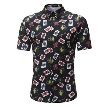 

Brand 3D Poker Floral Print Beach Hawaiian Shirt Men Women 2018 Summer New Slim Fit Short Sleeve Dress Shirt Camisas Para Hombre