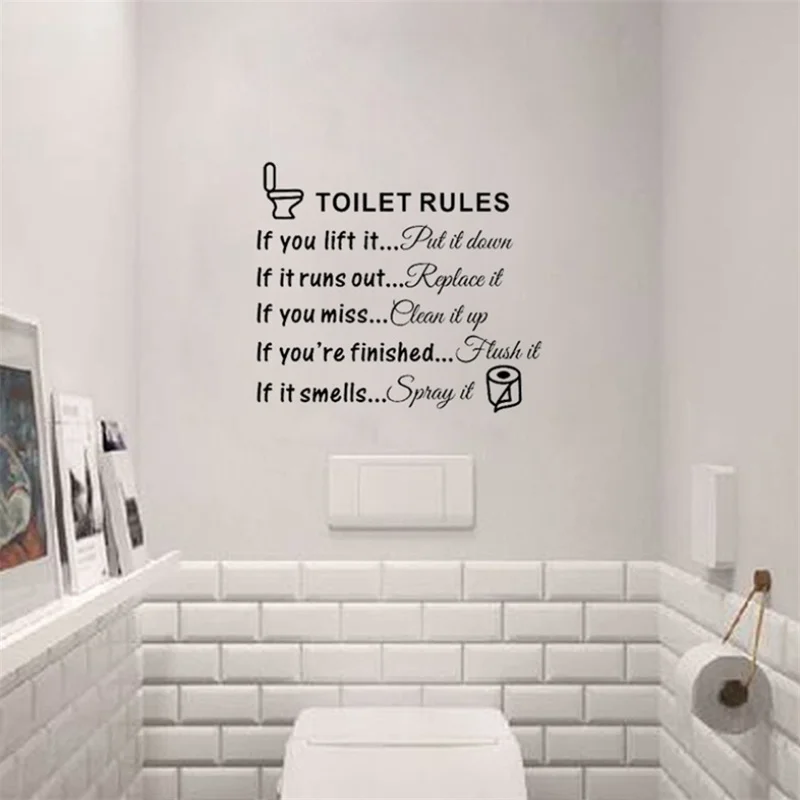 

Toilet Rules Wall Sticker Bathroom Washroom Wc restroom Lavatory Wall Decal Loo waterproof Vinyl Home Decor DIY 3D poster