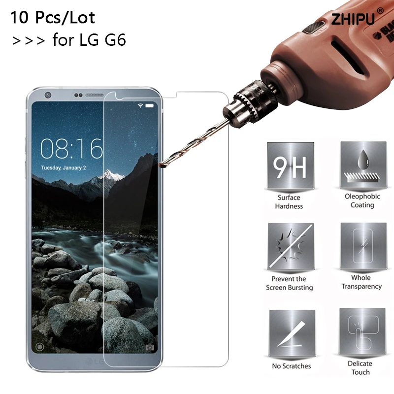 

10 Pcs/Lot 2.5D 0.26mm 9H Premium Tempered Glass For LG G6 5.7Inch Screen Protector Toughened protective film For LG G6 Glass