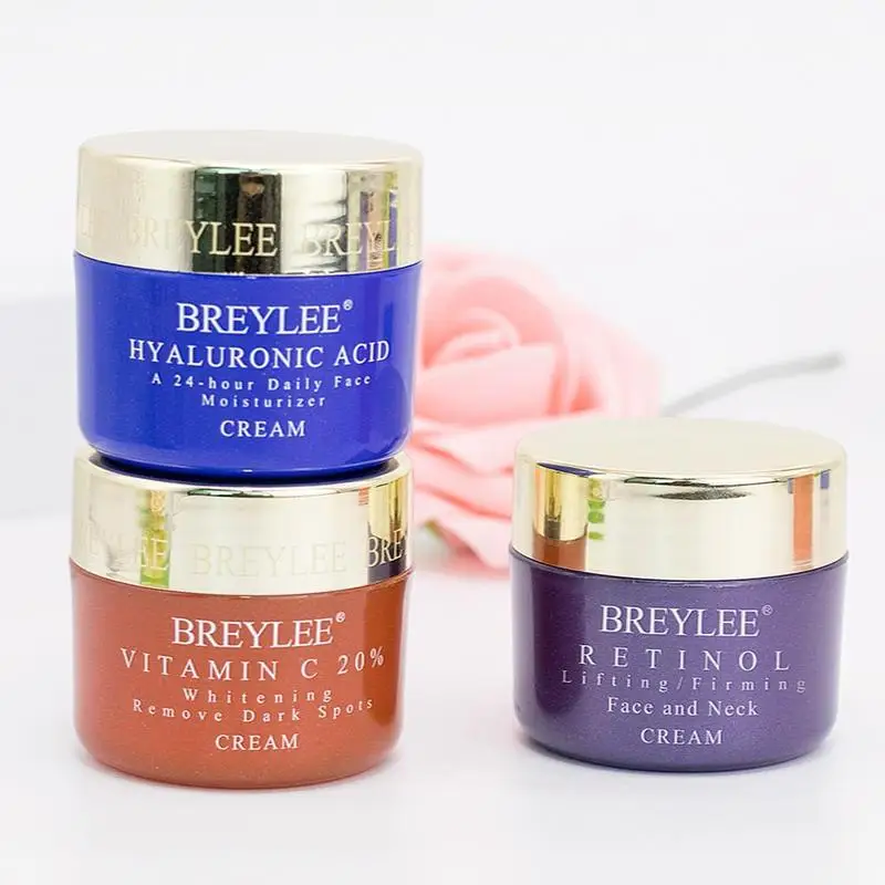 BREYLEE Face Cream Hyaluronic Acid Moisturizing Day Cream Retinol Anti Wrinkle Vitamin C Whitening Skin Care Acne Treatment