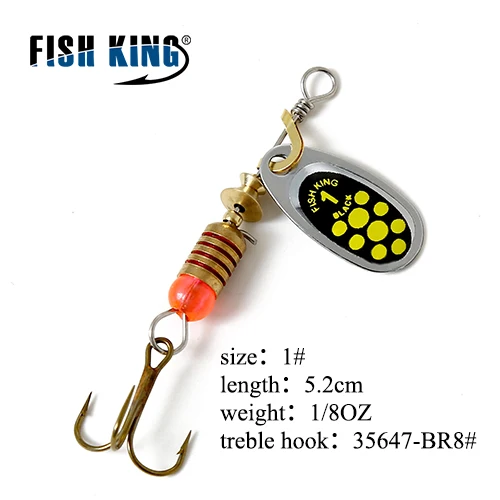 FISH KING 4 цвета размер 0#-5# spinner ложка приманки металлическая жесткая приманка с тройным крючком рыболовные снасти Pesca - Цвет: Светло-серый