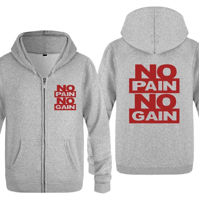 NO PAIN NO GAIN- MMA GYM Bodybuilding Beast Hoodies Men Men's Fleece Zipper Cardigans Hooded Sweatshirts - Цвет: HUIY HOT