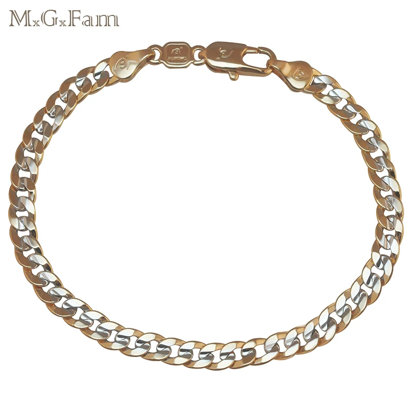 MxGxFam(195*5 мм) Лидер продаж браслет в европейском стиле ювелирные изделия для мужчин по оптовой цене 18 К+ цвет белого золота