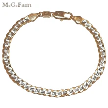 MxGxFam(195*5 мм) Лидер продаж браслет в европейском стиле ювелирные изделия для мужчин по оптовой цене 18 К+ цвет белого золота