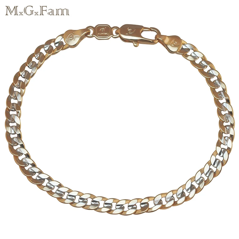 

MxGxFam (195*5mm)Hot Sale Europe Bracelet Jewelry Men For Wholesale Price 18 k+white Gold Color