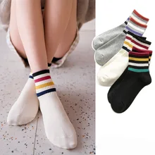 Женские носки осенние модные новые эластичные хлопковые удобные полосатые цветные повседневные дезодорирующие длинные носки для женщин
