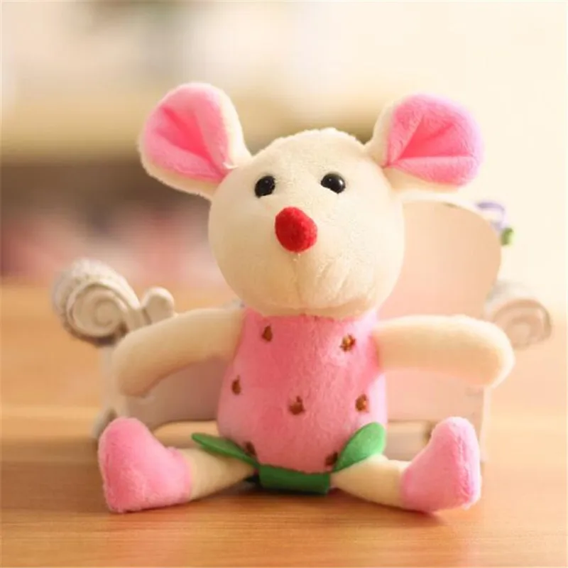 1 шт. плюшевая игрушка с мышкой, Маленькая подвеска, милая мягкая игрушка "мышь", праздничный подарок для девочек, 12 см, HANDANWEIRAN - Цвет: Розовый