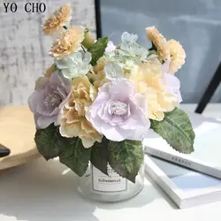 Йо Чо Красота Корея серии искусственный цветок реального прикосновения Чай роза цветы из шелка для свадебного букета Офис DecorFake цветы