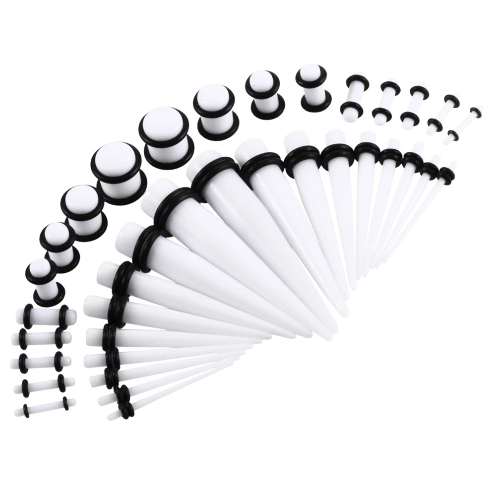 JUNLOWPY 316l Steel Tapers and Tunnels Ear Stretching Kit Gauges Gauging Plugs Body Jewelry 10 set Acrylic 0g taper 00 Gauges