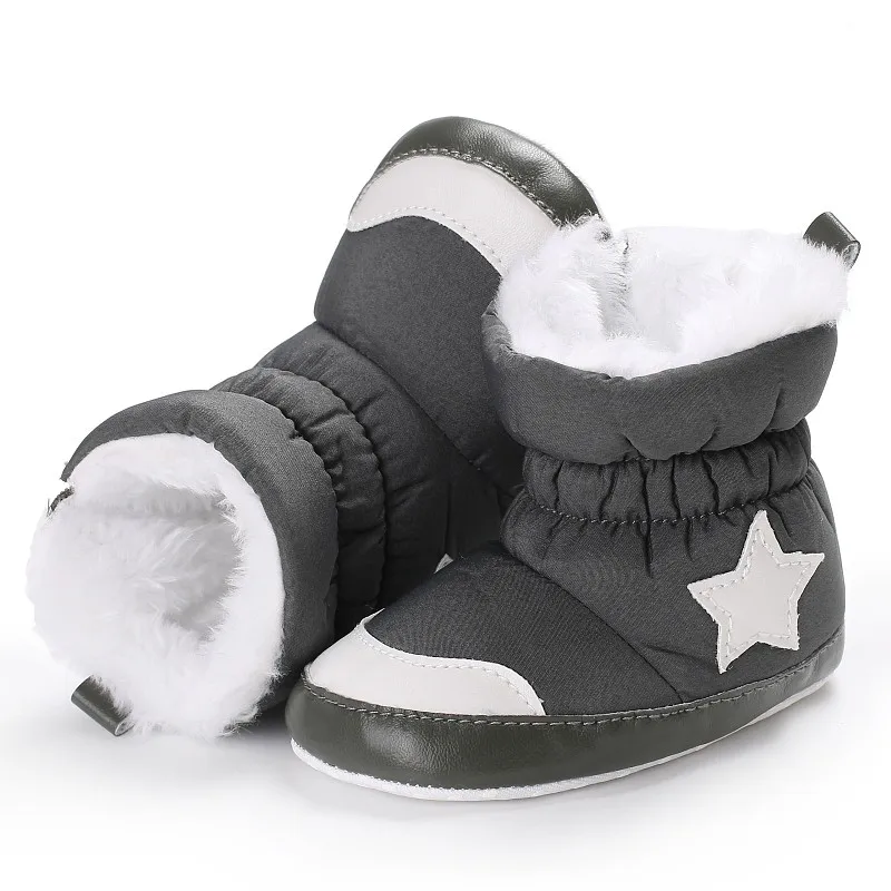 Унисекс, для новорожденных; зимняя обувь для младенцев Для мальчиков ясельного возраста для девочек одежда с принтом в виде пяти звезд; зимние сапоги; милая теплая обувь