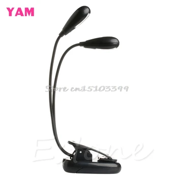 

2 Dual Flexible Arms 4 LED Clip-on Light Lamp for Piano Music Stand Book EA Drop Ship