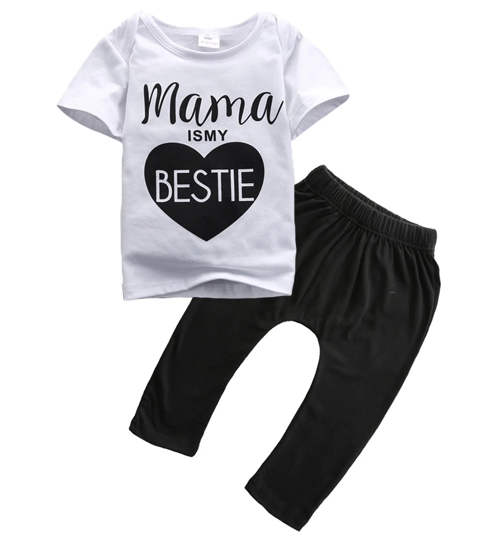Mamas Infant Newborn Baby Boys Girls Clothes T shirt Pants Outfits 2PCS