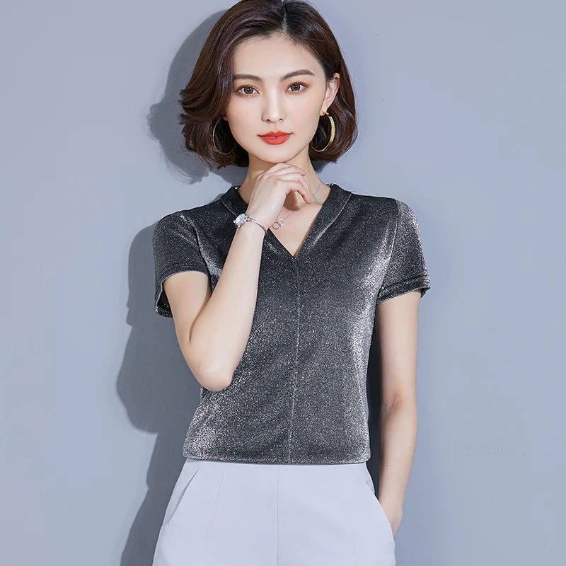 

Solid Color Female Mesh T Shirts Summer Tees Women Short Sleeved V-neck Mesh T-shirts Sexy Tops