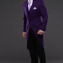 Утро Стиль одна кнопка фиолетовый Жених Смокинги для женихов Для мужчин свадебные костюмы для выпускного Жених(куртка+ Брюки для девочек+ жилет+ галстук) k: 601