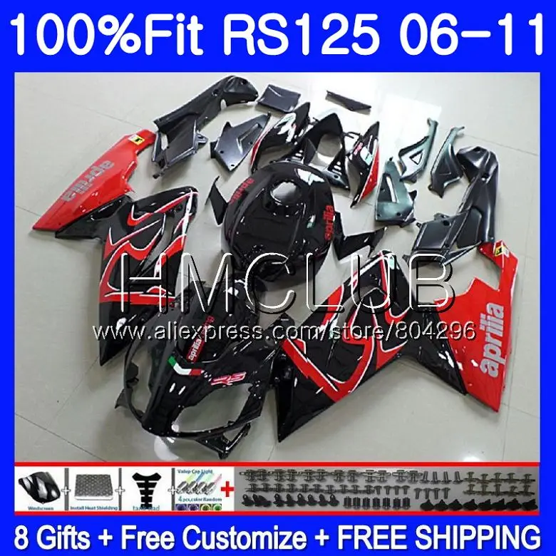 

Injection Red black For Aprilia RS125 06 07 08 09 10 11 RS-125 119HM.5 RSV125 RS4 RS 125 2006 2007 2008 2009 2010 2011 Fairing