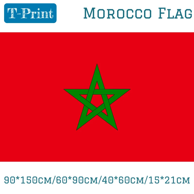 

90*150cm/60*90cm/40*60cm/15*21cm Morocco Polyester Flag 5*3FT For World Cup National Day Olympic Games