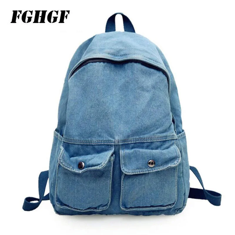 

Women'S Lace Denim Backpacks Sweet Academy Wind Small Fresh Backpack Blue White Porcelain Wind Single High Capacity Shoulder Bag
