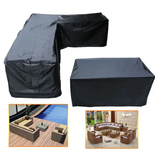 Tahan Air Outdoor Furniture Cover L Bentuk Sudut Taman Patio Rotan Sofa Sofa Cover Pelindung Set Debu Bukti Set 4 Ukuran Xl Semua Tujuan Meliputi Aliexpress