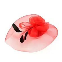 Перо органза вуаль красный цветок бант заколка для волос чародей Свадебная вечеринка