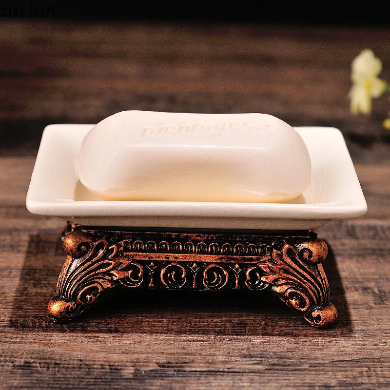 

Creative European style Retro ceramics Drain Soap Box Soap tray Soap dish bathroom gadgets Bathroom accessories