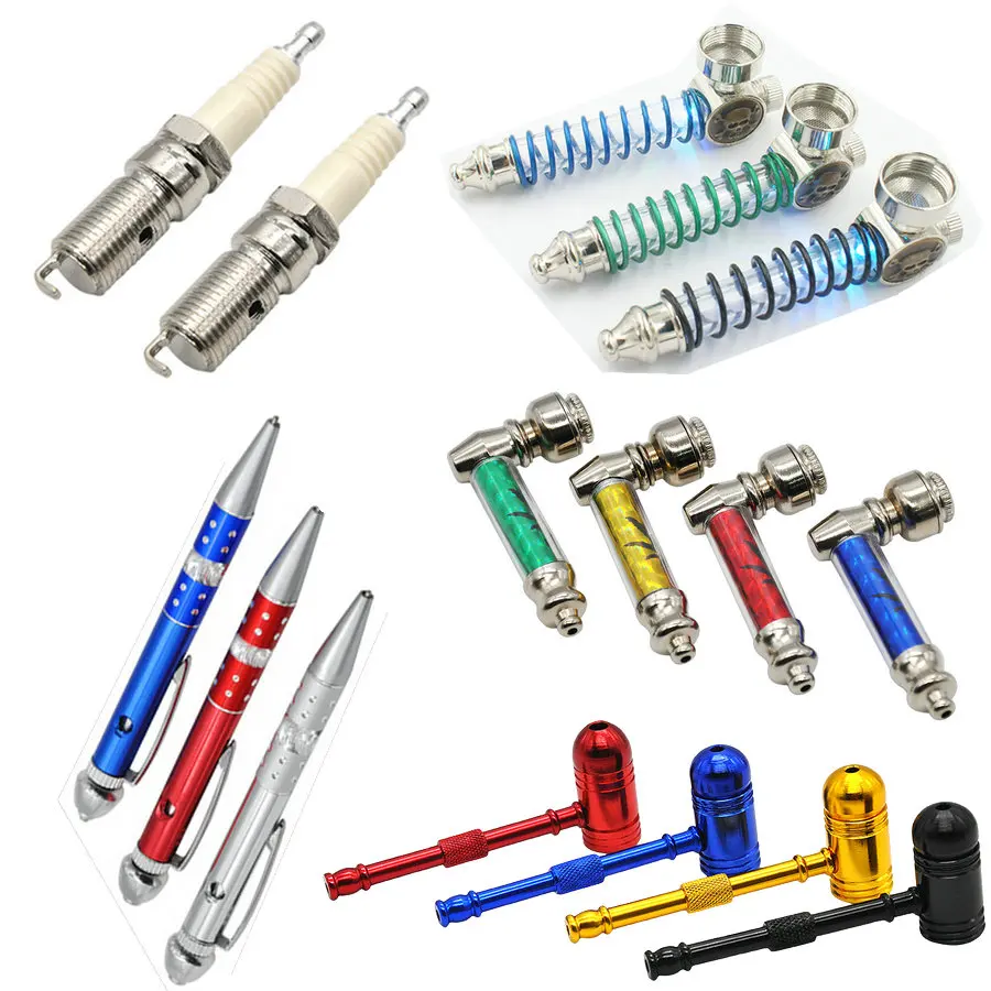 Tobacco Pipe With Flashlight Smoking Herb Pipe Portable Iron Hammer